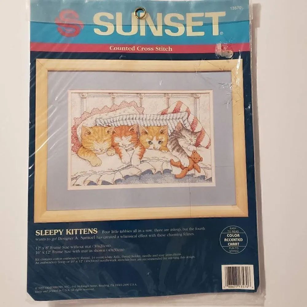 Vintage Sunset "Sleepy Kittens" Counted Cross Stitch